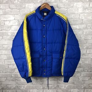Vintage 1970’s Puffer Jacket Swingster Michelin Arctic Blue w/Yellow Mens Large
